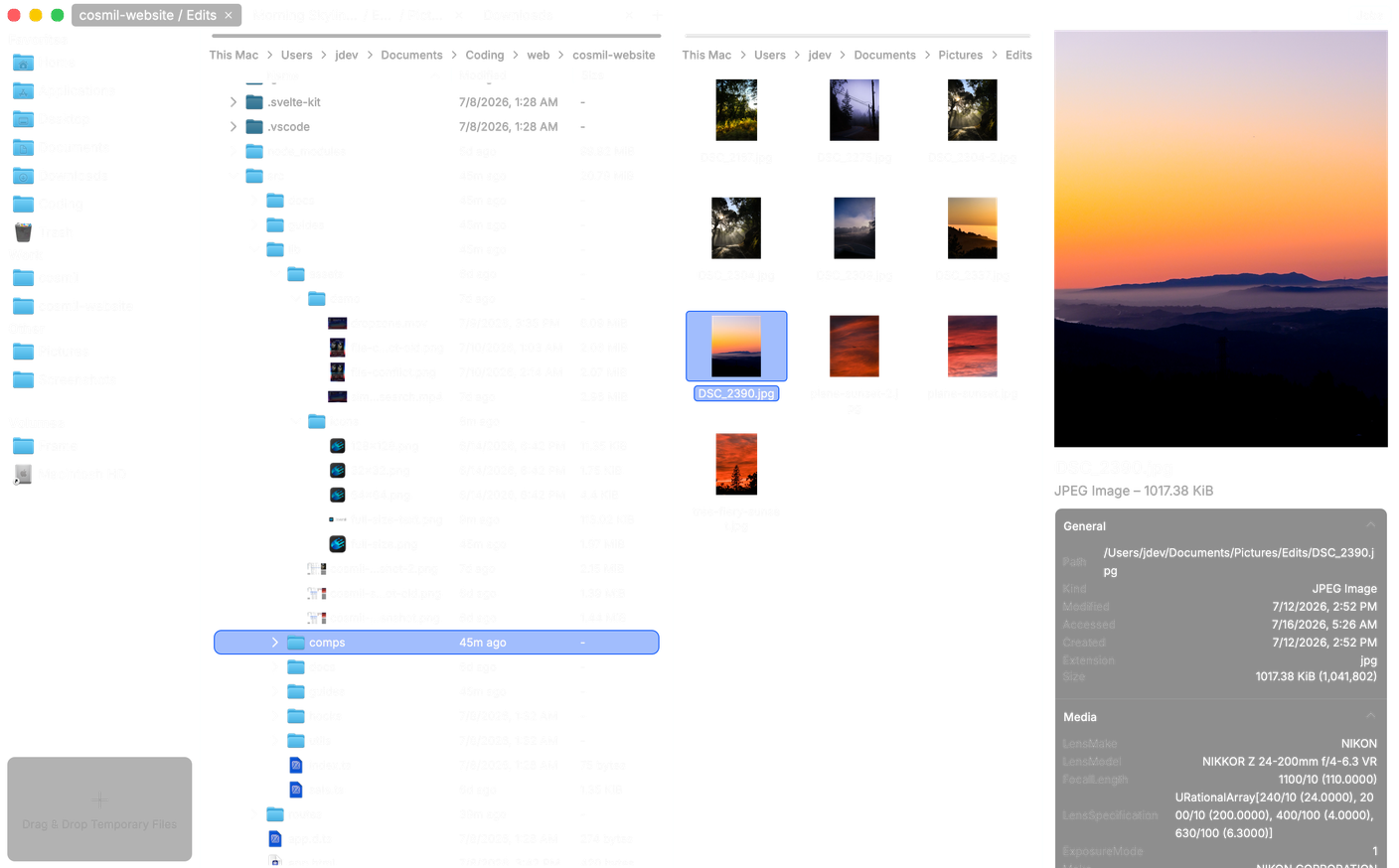 A Cosmil window — translucent, vibrant, split into multiple panes