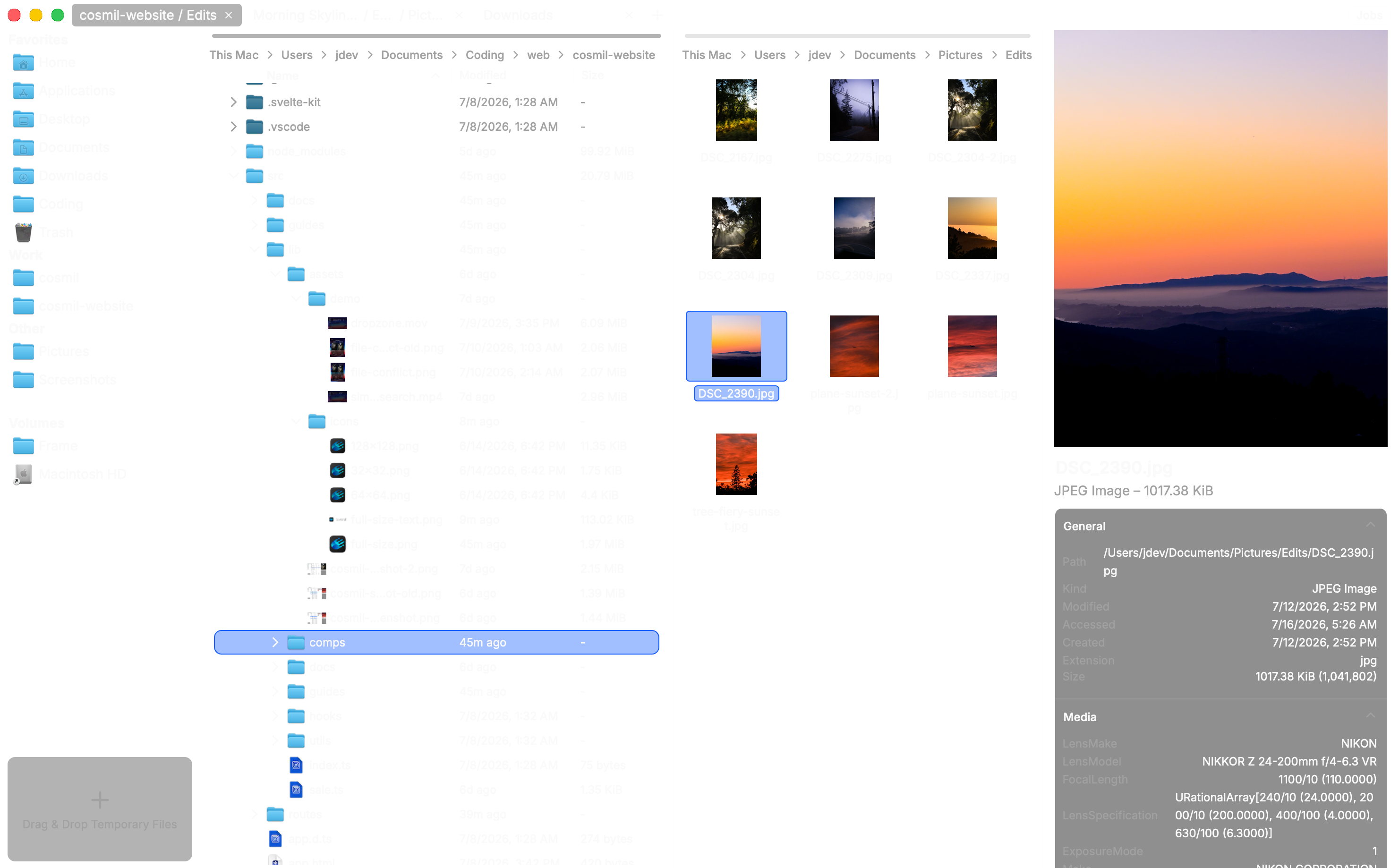 A Cosmil window — translucent, vibrant, split into multiple panes