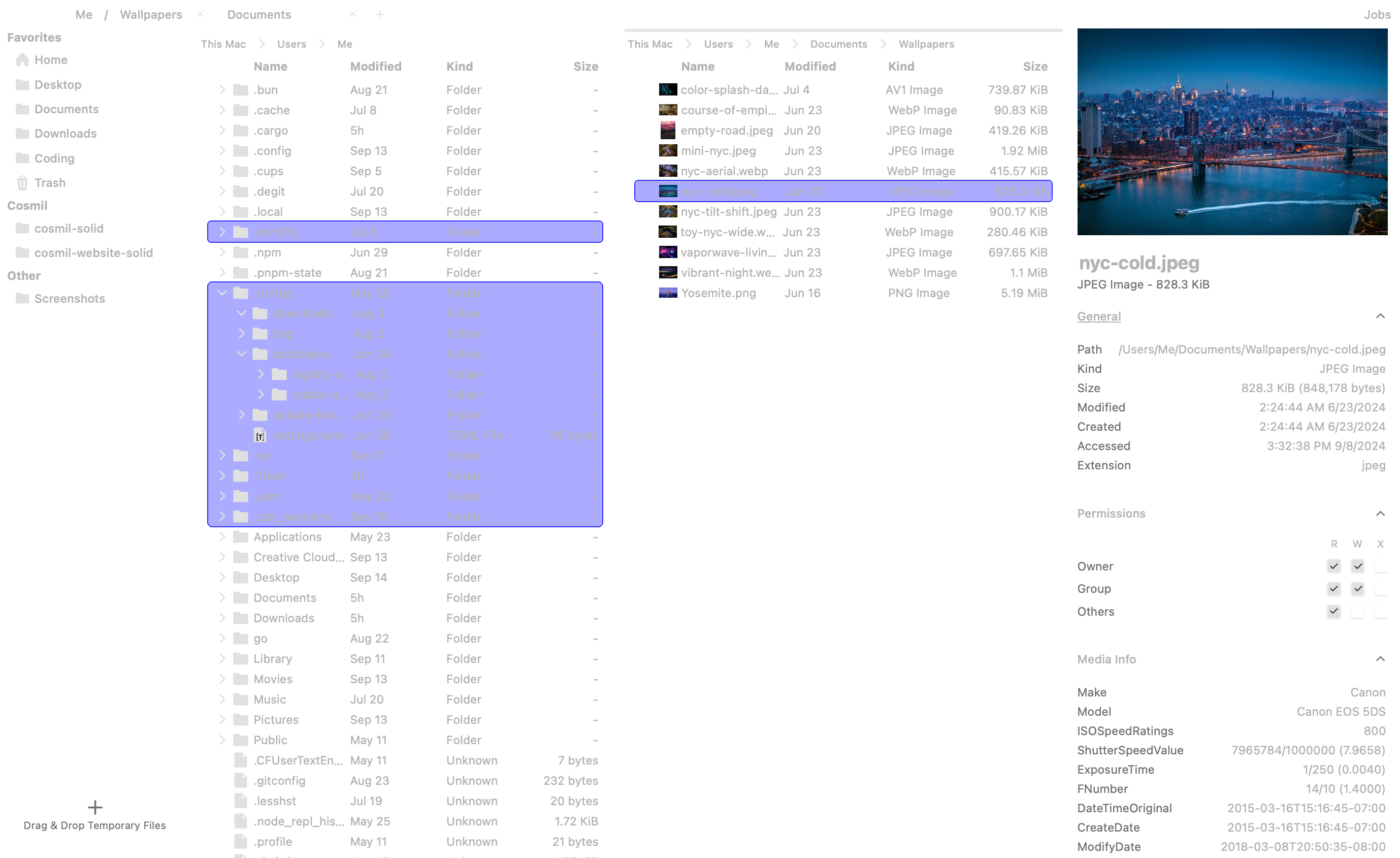 Main GUI of Cosmil with a translucent, glassy background